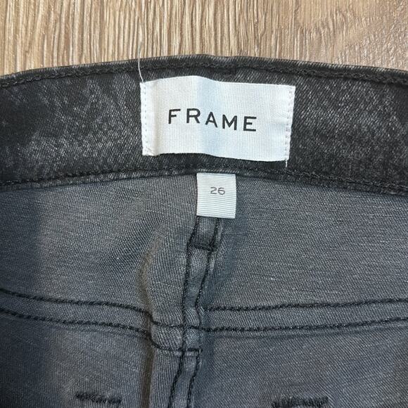FRAME Skinny Mid Rise Black Python Print Jeans Size 26 - Picture 5 of 7
